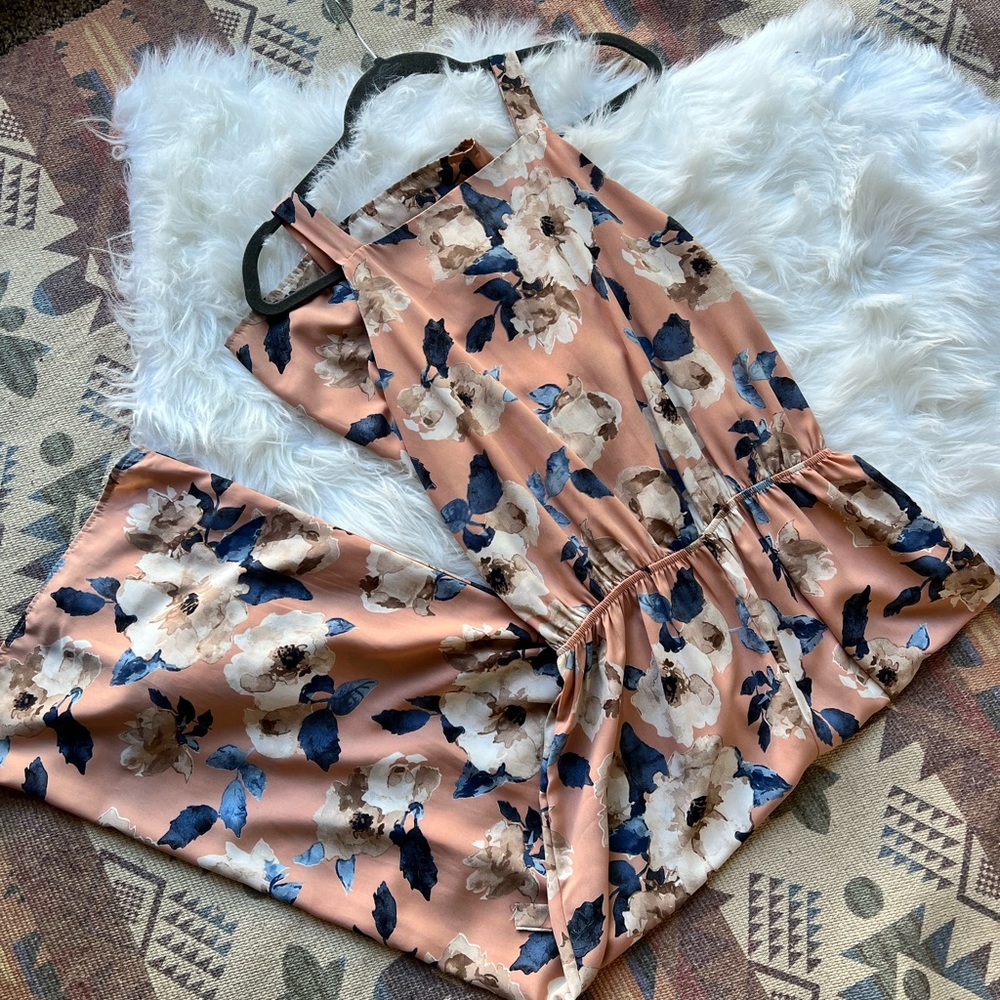 Peach floral jumpsuit